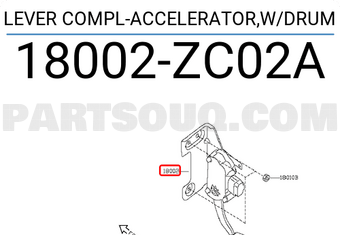 Nissan 18002ZC02A LEVER COMPL-ACCELERATOR,W/DRUM