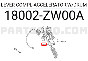 Nissan 18002ZW00A LEVER COMPL-ACCELERATOR,W/DRUM