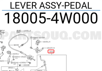 Nissan 180054W000 LEVER ASSY-PEDAL