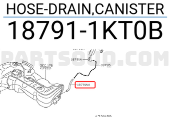 Nissan 187911KT0B HOSE-DRAIN,CANISTER