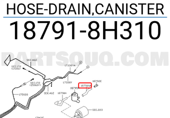 Nissan 187918H310 HOSE-DRAIN,CANISTER