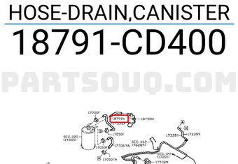 Nissan 18791CD400 HOSE-DRAIN,CANISTER