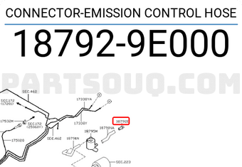 Nissan 187929E000 CONNECTOR-EMISSION CONTROL HOSE