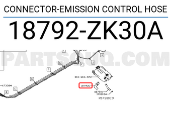 Nissan 18792ZK30A CONNECTOR-EMISSION CONTROL HOSE