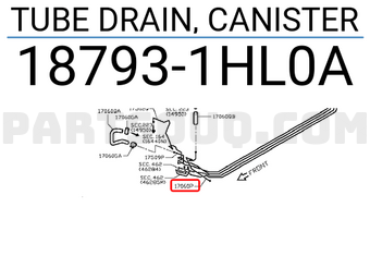Nissan 187931HL0A TUBE DRAIN, CANISTER
