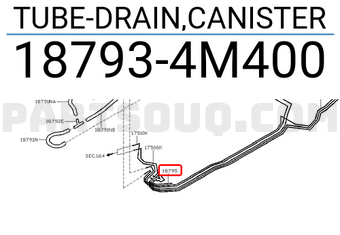 Nissan 187934M400 TUBE-DRAIN,CANISTER