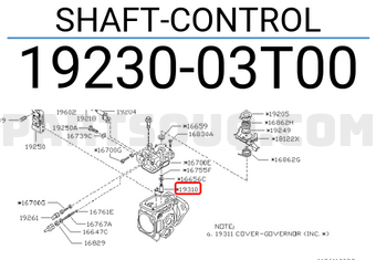Nissan 1923003T00 SHAFT-CONTROL
