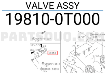 Nissan 198100T000 VALVE ASSY