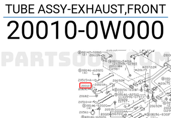 Nissan 200100W000 TUBE ASSY-EXHAUST,FRONT
