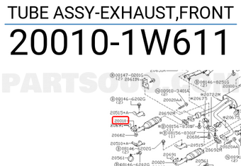 Nissan 200101W611 TUBE ASSY-EXHAUST,FRONT