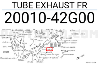 Nissan 2001042G00 TUBE EXHAUST FR