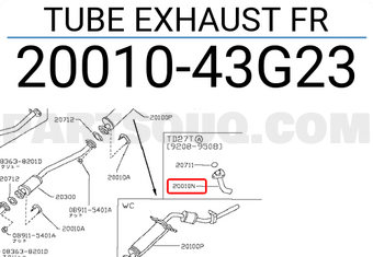 Nissan 2001043G23 TUBE EXHAUST FR