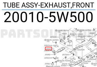 Nissan 200105W500 TUBE ASSY-EXHAUST,FRONT