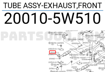 Nissan 200105W510 TUBE ASSY-EXHAUST,FRONT