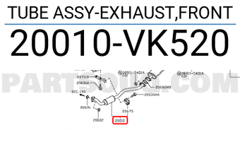 Nissan 20010VK520 TUBE ASSY-EXHAUST,FRONT