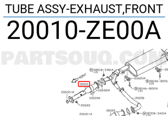 Nissan 20010ZE00A TUBE ASSY-EXHAUST,FRONT