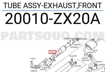 Nissan 20010ZX20A TUBE ASSY-EXHAUST,FRONT