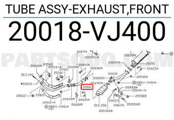Nissan 20018VJ400 TUBE ASSY-EXHAUST,FRONT