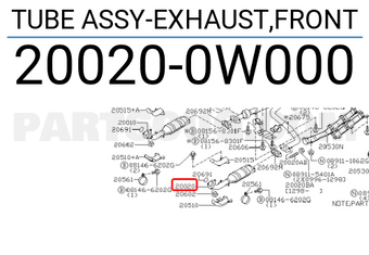 Nissan 200200W000 TUBE ASSY-EXHAUST,FRONT
