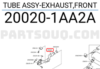 Nissan 200201AA2A TUBE ASSY-EXHAUST,FRONT