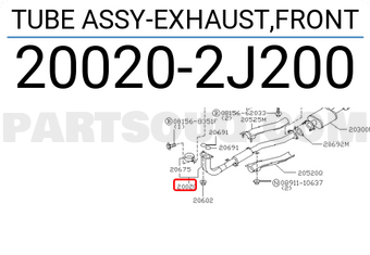 Nissan 200202J200 TUBE ASSY-EXHAUST,FRONT