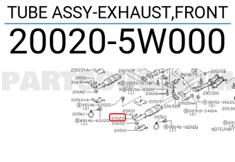 Nissan 200205W000 TUBE ASSY-EXHAUST,FRONT