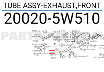 Nissan 200205W510 TUBE ASSY-EXHAUST,FRONT
