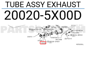 Nissan 200205X00D TUBE ASSY EXHAUST