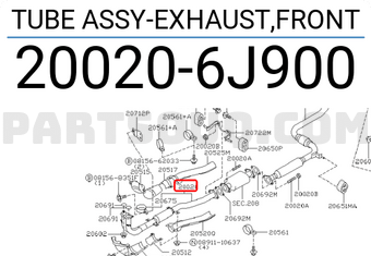 Nissan 200206J900 TUBE ASSY-EXHAUST,FRONT