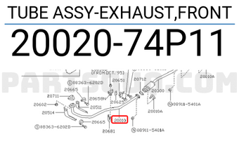 Nissan 2002074P11 TUBE ASSY-EXHAUST,FRONT