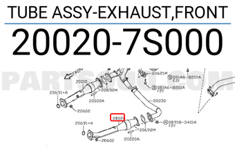 Nissan 200207S000 TUBE ASSY-EXHAUST,FRONT
