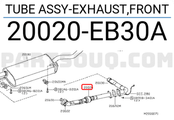Nissan 20020EB30A TUBE ASSY-EXHAUST,FRONT
