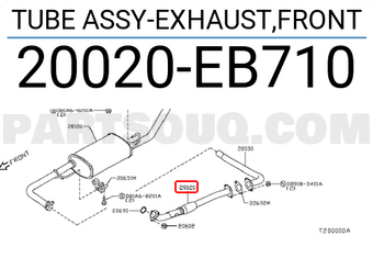 Nissan 20020EB710 TUBE ASSY-EXHAUST,FRONT