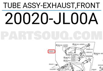 Nissan 20020JL00A TUBE ASSY-EXHAUST,FRONT