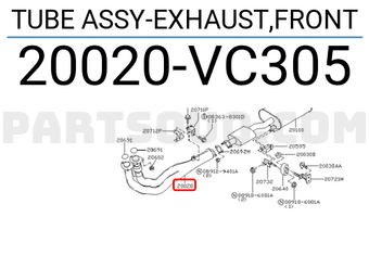 Nissan 20020VC305 TUBE ASSY-EXHAUST,FRONT