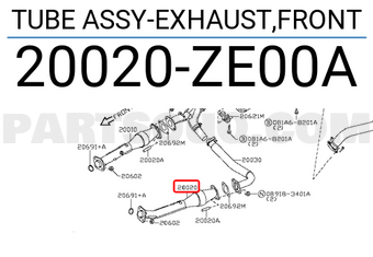 Nissan 20020ZE00A TUBE ASSY-EXHAUST,FRONT