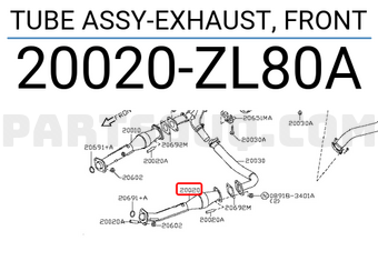 Nissan 20020ZL80A TUBE ASSY-EXHAUST, FRONT