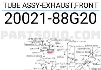 Nissan 2002188G20 TUBE ASSY-EXHAUST,FRONT
