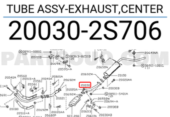 Nissan 200302S706 TUBE ASSY-EXHAUST,CENTER
