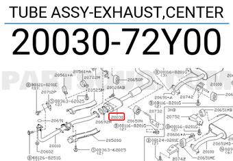 Nissan 2003072Y00 TUBE ASSY-EXHAUST,CENTER