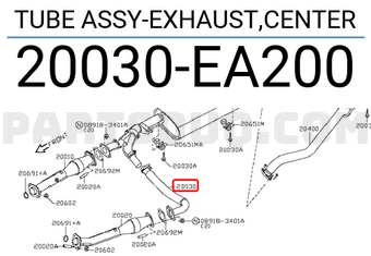 Nissan 20030EA200 TUBE ASSY-EXHAUST,CENTER