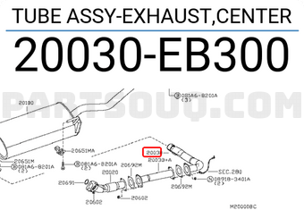 Nissan 20030EB300 TUBE ASSY-EXHAUST,CENTER