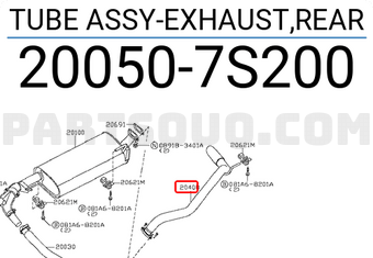 Nissan 200507S200 TUBE ASSY-EXHAUST,REAR