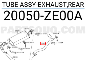 Nissan 20050ZE00A TUBE ASSY-EXHAUST,REAR