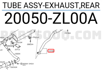 Nissan 20050ZL00A TUBE ASSY-EXHAUST,REAR