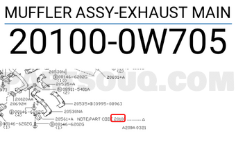 Nissan 201000W705 MUFFLER ASSY-EXHAUST MAIN