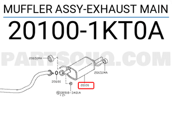 Nissan 201001KT0A MUFFLER ASSY-EXHAUST MAIN