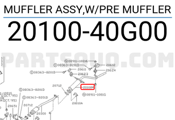 Nissan 2010040G00 MUFFLER ASSY,W/PRE MUFFLER