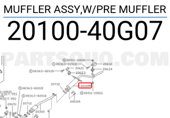 Nissan 2010040G07 MUFFLER ASSY,W/PRE MUFFLER