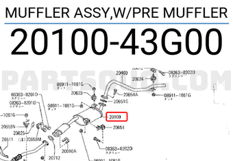 Nissan 2010043G00 MUFFLER ASSY,W/PRE MUFFLER
